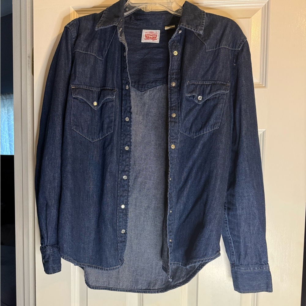 Levi's Dark Indigo Denim Shirt with Red Logo Patch